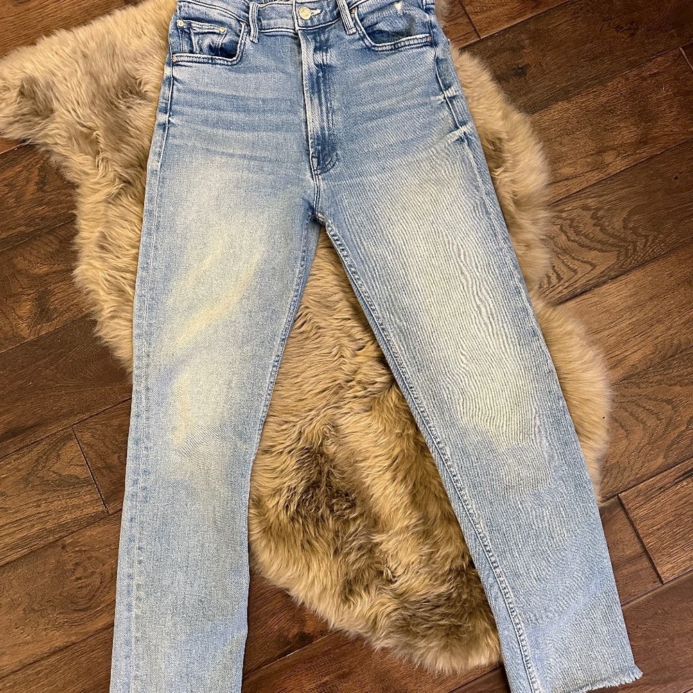 MOTHER High Waisted Rider Ankle Fray - Fish Out of Water